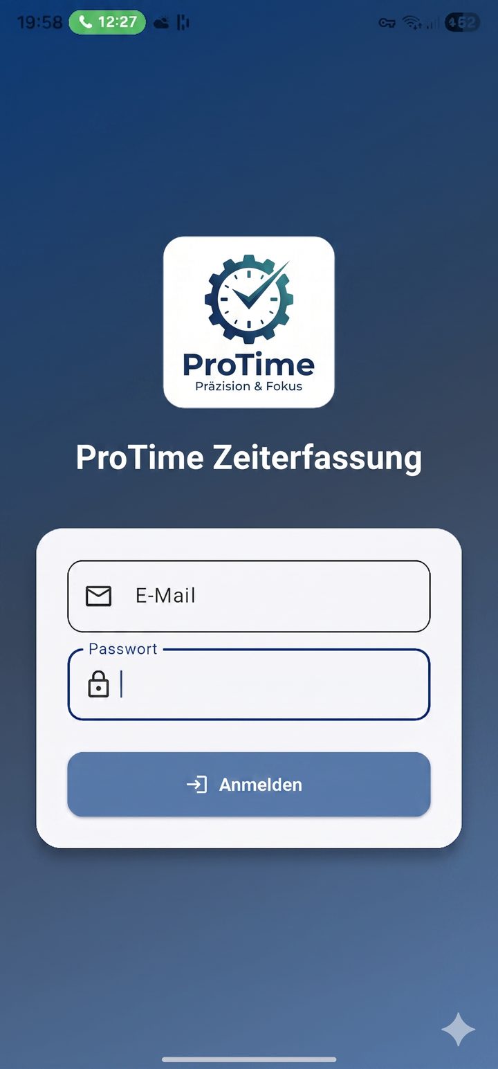 Login screen with mail and password fields and corporate logo